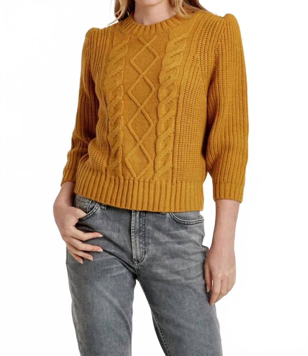 NEW ANOTHER LOVE priya cable knit crew sweater in ochre